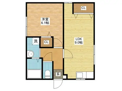 エイケンビル(1LDK/1階)の間取り写真