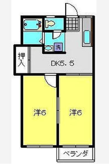 ハイツまつばI(2DK/1階)の間取り写真
