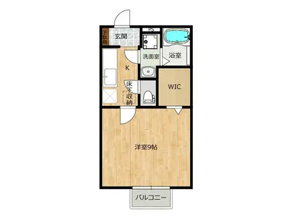 ヒルズ平泉A棟(1K/2階)の間取り写真