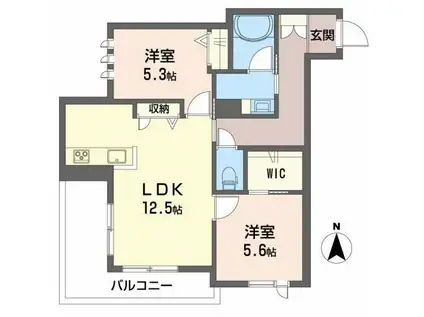 ベレオ久遠の杜(2LDK/2階)の間取り写真