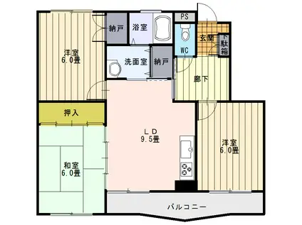 エバーグリーン(3LDK/2階)の間取り写真
