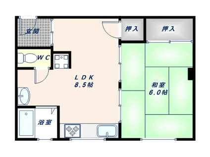ダイワ高井田ビル(1LDK/4階)の間取り写真