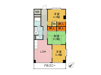 メイゾン島田(3LDK/3階)の間取り写真