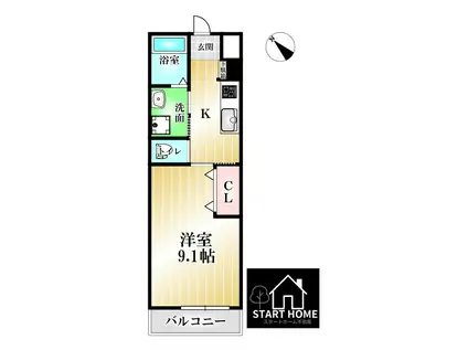 アルフォン(1K/2階)の間取り写真