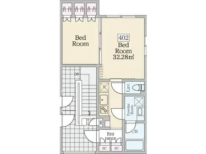レーヴレジデンス初台(1LDK/4階)の間取り写真