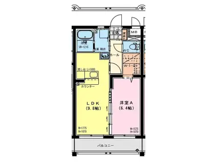 ラフィーネ桜館(1LDK/1階)の間取り写真