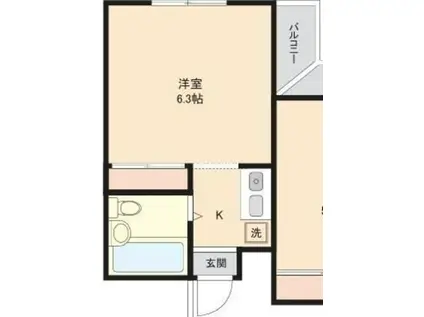 クロノス相模原サウス(1K/2階)の間取り写真