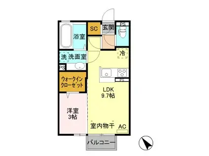 メゾン ド ショコラ(1LDK/2階)の間取り写真