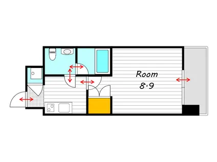 ルラシオン岡山野田屋町(1K/4階)の間取り写真