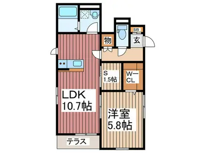 ル・レーヴ・ドゥ・タカ(1SLDK/1階)の間取り写真