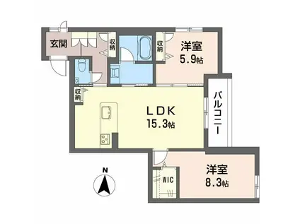 シャトーグラン(2LDK/3階)の間取り写真