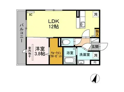 D-ROOM瓦田(1LDK/2階)の間取り写真