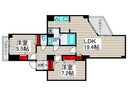コンフィール西新井A.P(2LDK/8階)の間取り写真