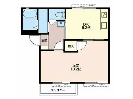 メゾン横砂(1DK/2階)の間取り写真