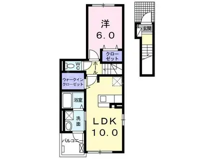 モルゲンロート(1LDK/2階)の間取り写真