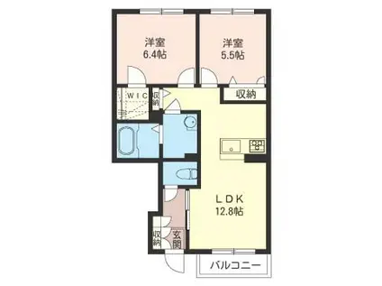 コンフォーティア(2LDK/1階)の間取り写真