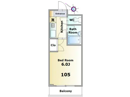 シスルガーデン(1K/1階)の間取り写真