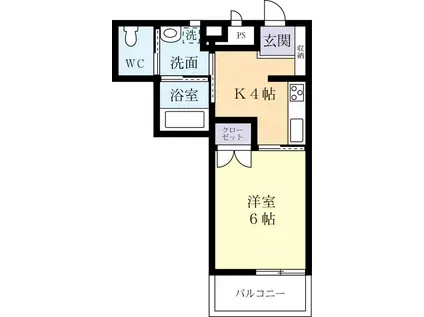 コーキビル(1K/2階)の間取り写真