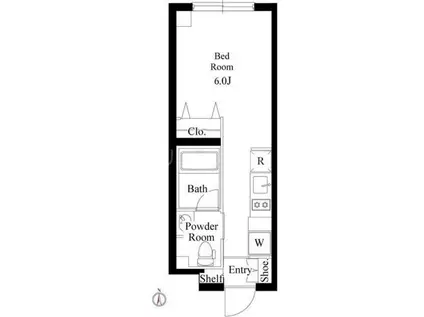 ミリアレジデンス品川中延(ワンルーム/2階)の間取り写真