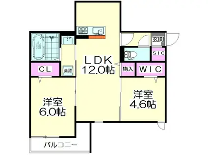 AILE六町(2LDK/1階)の間取り写真