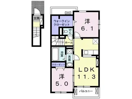 ルミエール松茂西 II(2LDK/2階)の間取り写真