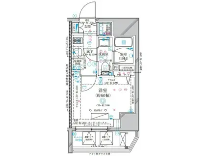 ディアレイシャス横浜吉野町(1K/4階)の間取り写真