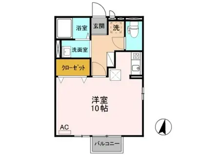 ボナールセゾン(ワンルーム/1階)の間取り写真