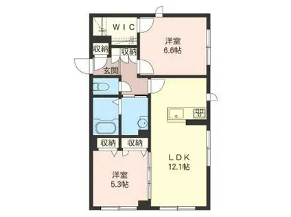 ベアー フルート(2LDK/3階)の間取り写真