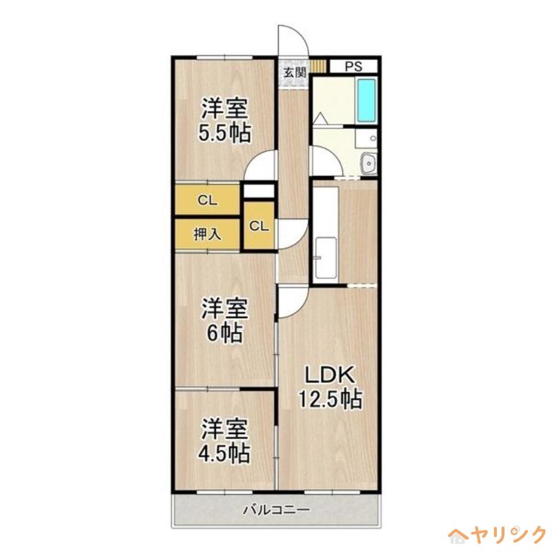 サンコートやしろが丘(3LDK/13階)の間取り写真