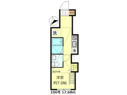 ベルエクラ阿佐ヶ谷(ワンルーム/1階)の間取り写真