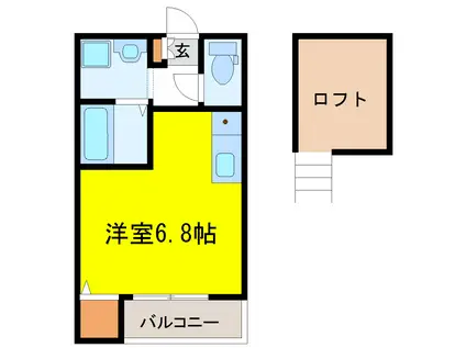 ラ・プチット・メゾン五橋(ワンルーム/2階)の間取り写真