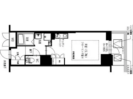 エルヴェ東天満(ワンルーム/9階)の間取り写真