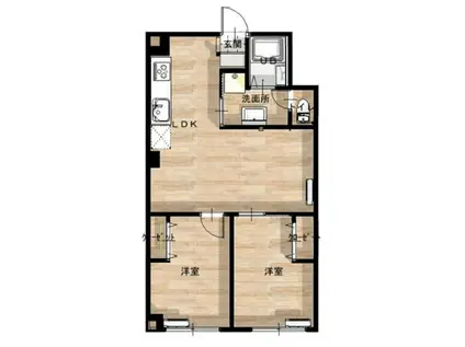 JR武蔵野線 西船橋駅 徒歩3分 11階建 築53年(2LDK/5階)の間取り写真