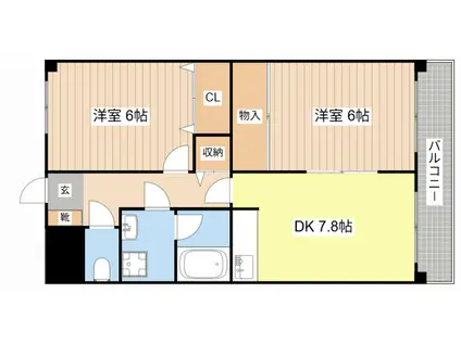 ルミエールII(2DK/2階)の間取り写真
