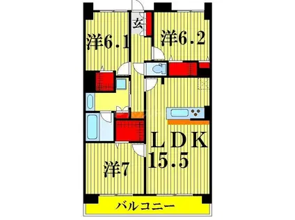 ロイヤルパークスリバーサイド(3LDK/5階)の間取り写真