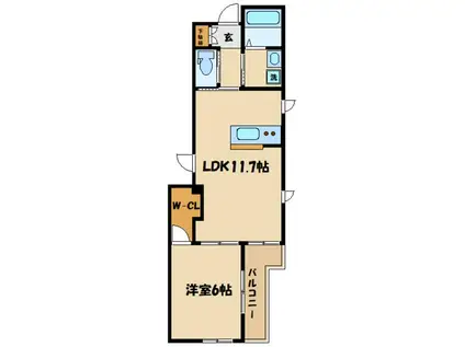 PLAISIRプレジール(1LDK/1階)の間取り写真