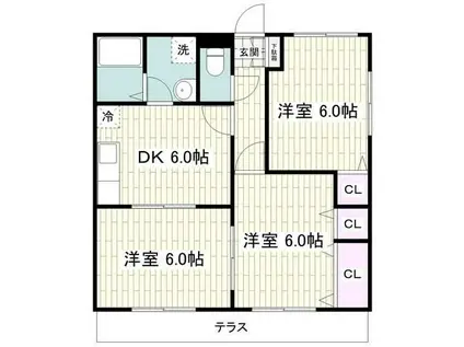 サイレントヒルズ2番館(3DK/1階)の間取り写真