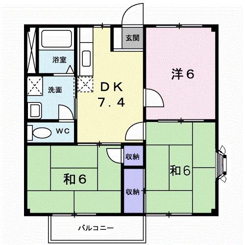 グリーンシティ清瀬(3DK/2階)の間取り写真