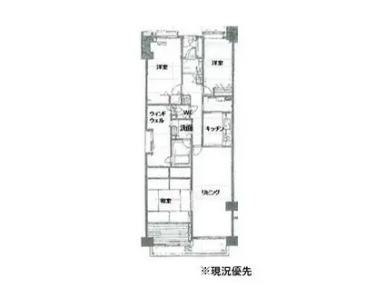 ビューヒルズバームハイツ新横浜壱番館(3LDK/1階)の間取り写真