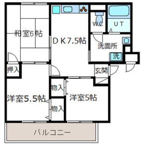 エスペランザ(3DK/2階)の間取り写真