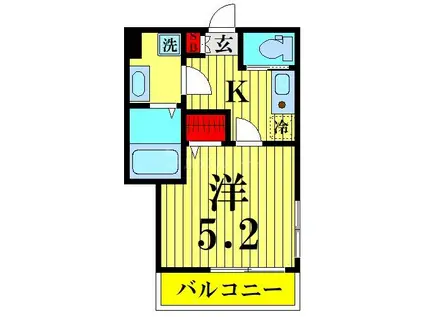 MELDIA江戸川(1K/1階)の間取り写真