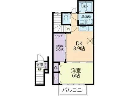 SATIS(1LDK/2階)の間取り写真