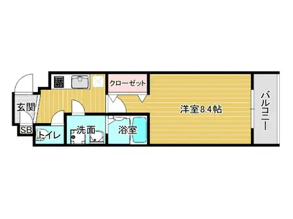 エイトコートドーム前(1K/4階)の間取り写真