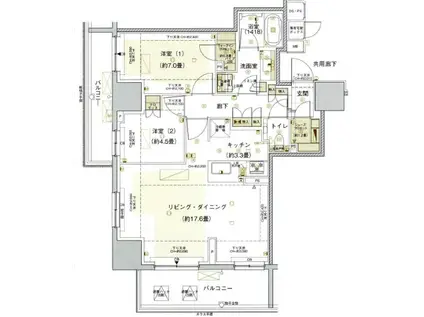 ウエリス覚王山法王町(2LDK/5階)の間取り写真
