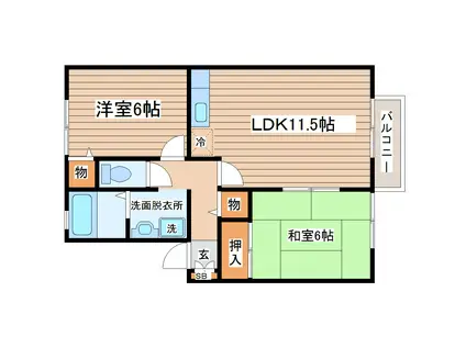 セジュール雷VI(2LDK/1階)の間取り写真