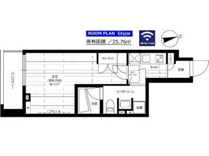 ステージグランデ用賀アジールコート(1K/6階)の間取り写真