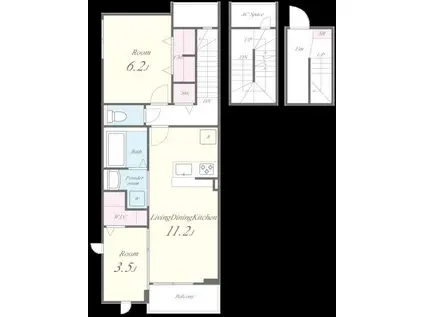 シャロームセブン平尾(2LDK/3階)の間取り写真