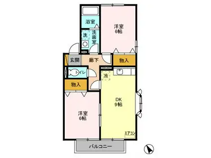 メゾンベール(2DK/2階)の間取り写真