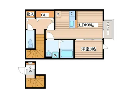 PAMS(1LDK/2階)の間取り写真