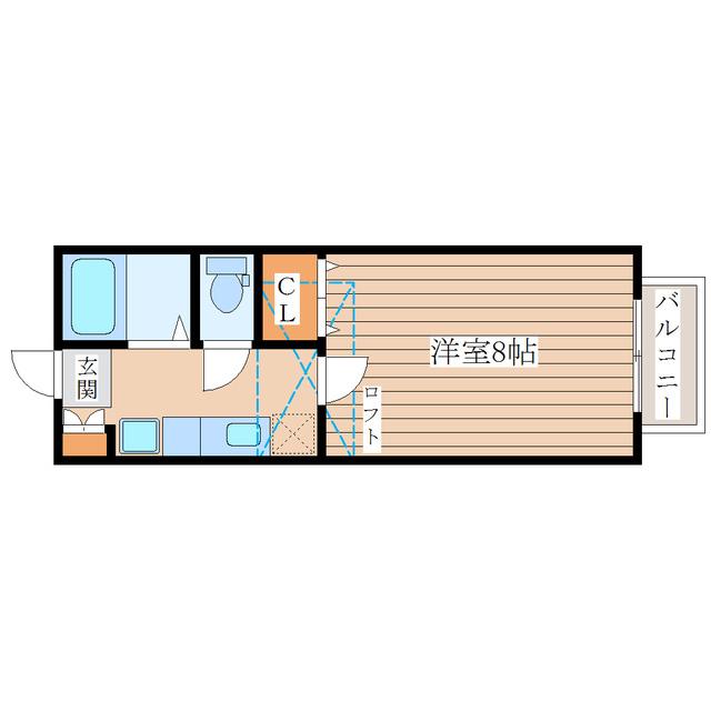 クレセール南吉成弐番館(1K/2階)の間取り写真